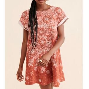 Free People Coral Orange Pinwheel Cut Out Back Mini Dress‎ Size Small